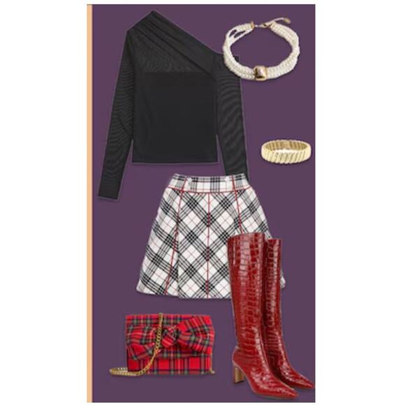 Tuckernuck Plaid Tennis Skirt Skort Mini PICKLEBALL CLUELESS RED SMALL - Picture 4 of 12
